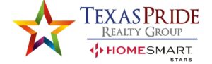 Texas Pride Realty Group brokered by HomeSmart Stars Graphic Logo with Rainbow Stair and Abstract Letter H Homesmart Logo